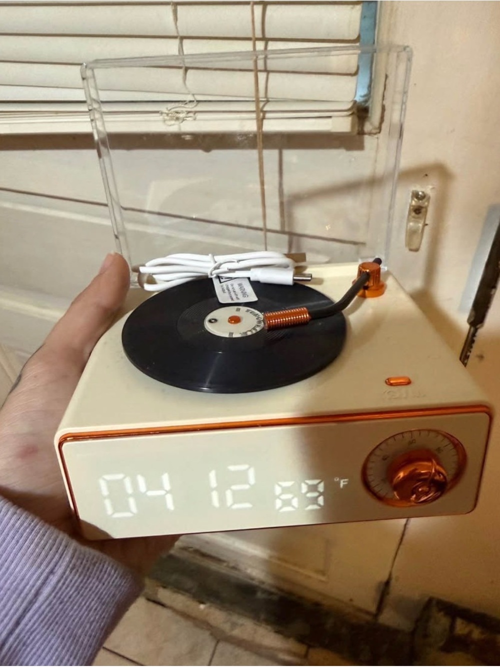 Retro Turntable Bluetooth Speaker Alarm Clock